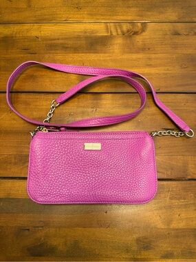 Cole Haan Pink Pebbled Leather Crossbody Bag Fuchsia Small Shoulder Bag
